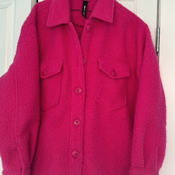 Bright Pink Neon Sherpa Jacket - Picture 4 of 5